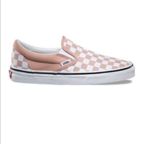 vans checkerboard rose slip on